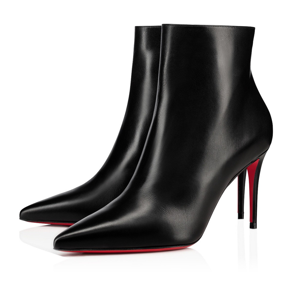 Christian Louboutin So Kate Booty 85 Black Calf Leather Ankle Heel Bootie 41.5